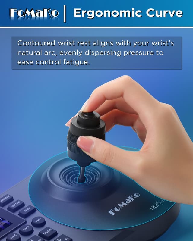 Detalle de FoMaKo KC608 Pro NDI PTZ Camera Controller (Black) with PoE, 4D Joystick and LCD Preview