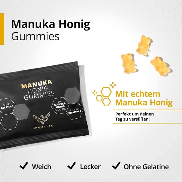 Detalle 2 de maorika Manuka GUMMIES mit MGO 400