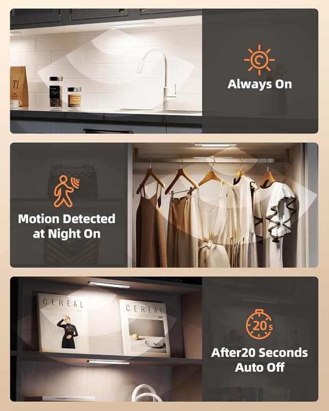 Detalle 2 de EZVALO 8'' Under Cabinet Lights with Motion