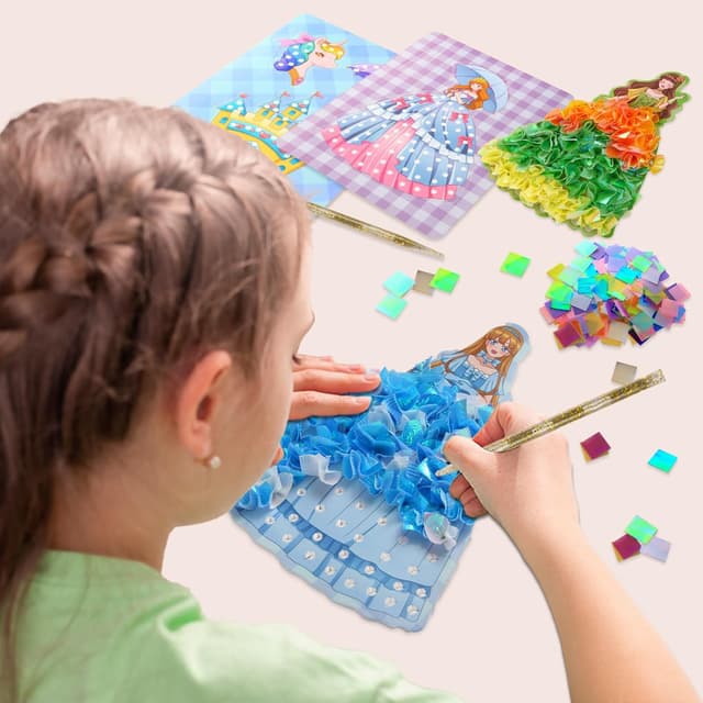 Detalle de Yrinfay Poke Art Bastelset für Kinder – DIY mit Prinzessinnen (8 Figuren & 6 Accessoires)