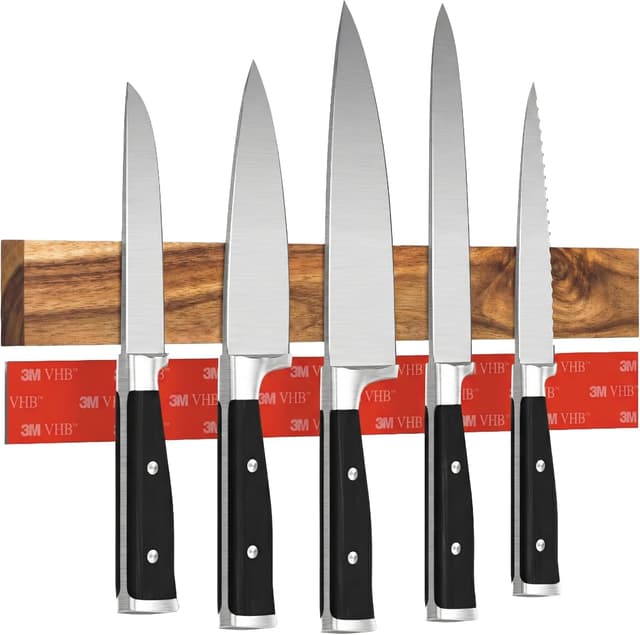 Thumbnail 6 de CUCINO Self-Adhesive Magnetic Knife Strip (Walnut, 40 cm) with Extra-Strong Magnet