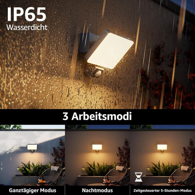 Detalle 1 de K-Bright Außenwandleuchte 24 W mit Bewegungsmelder