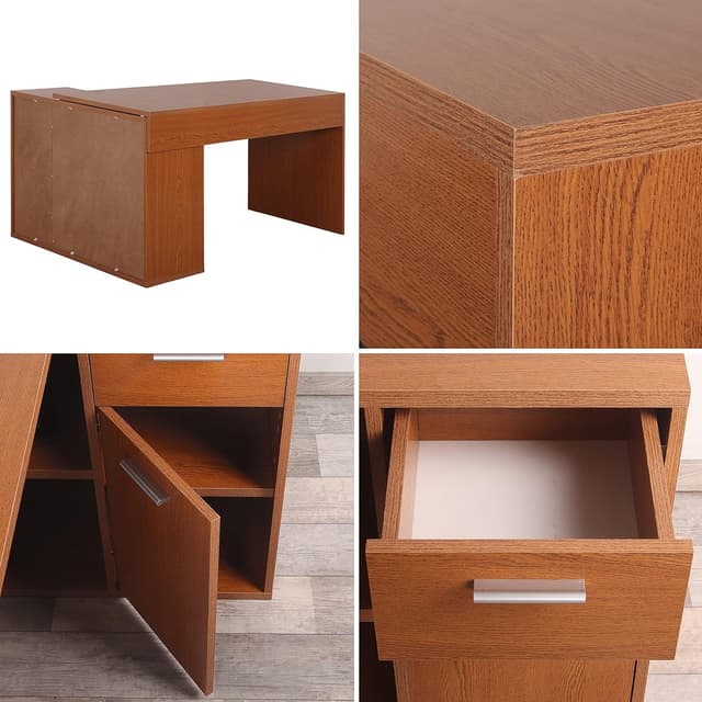 Thumbnail 6 de RICOO Eckschreibtisch mit Stauraum Eiche rustikal dunkelbraun WM083-ER L – L-förmiger Winkelschreibtisch mit Schubladen