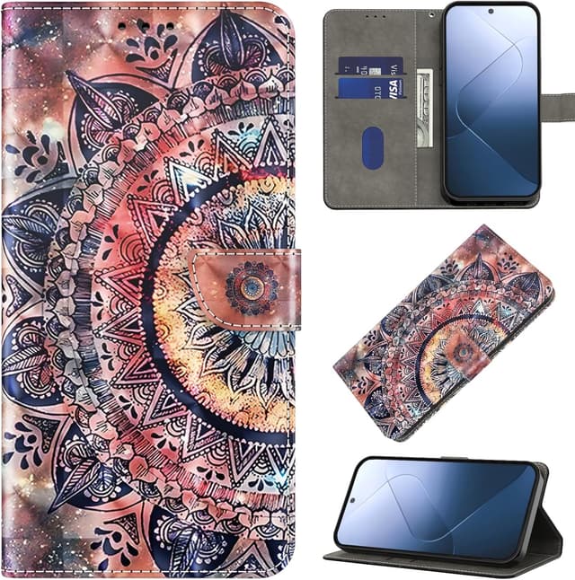 Detalle de BOLELAW Hülle für Google Pixel 9A – stoßfeste Flip Wallet mit Magnetverschluss, Standfunktion und 2 Kartenfächern (Mandala)