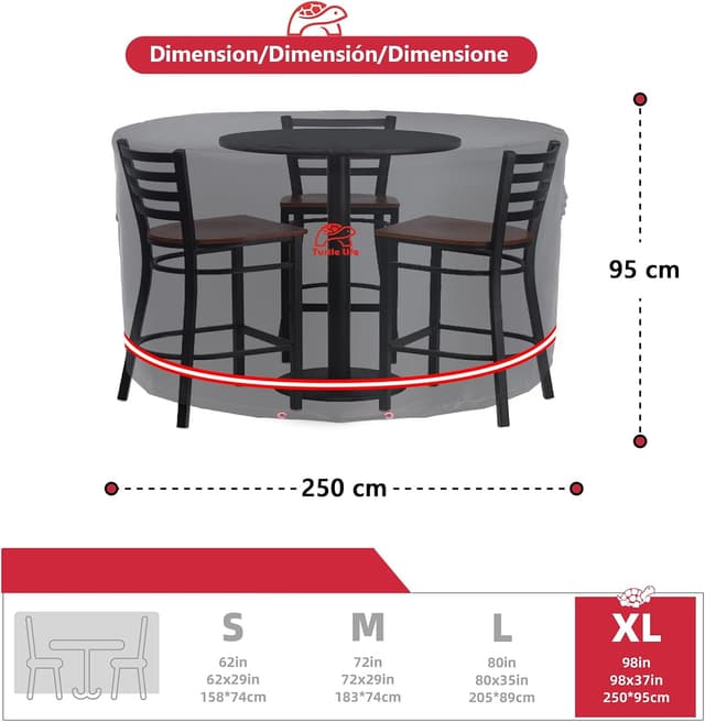 Detalle de Turtle Life round garden table cover 250 cm