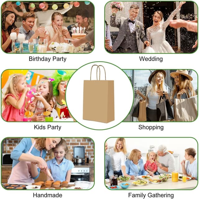 Thumbnail 5 de Gucass 50 Stück Papiertüten mit Henkel Braun