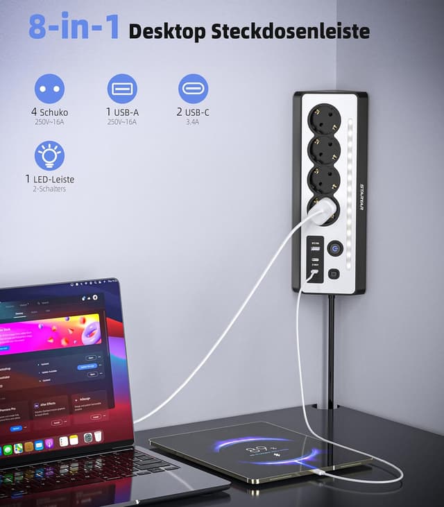 Detalle 2 de STARYAR Desktop Steckdosenleiste 3680 W