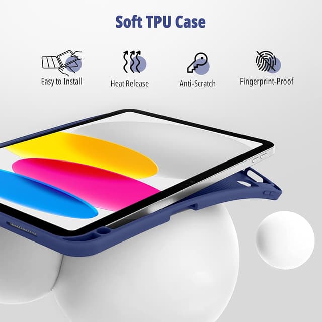 Detalle 2 de CACOE Hülle für iPad A16 (11. Generation 2025) & iPad 10 (10,9 Zoll) mit Stifthalter – Navy blau