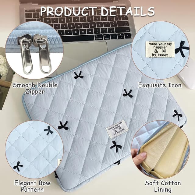 Detalle de Flintronic Custodia per Laptop da 14 Pollici (sleeve imbottita) con fodera in cotone