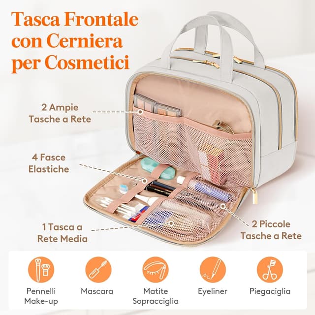 Thumbnail 3 de Lifewit Beauty Case da Viaggio Grigio Chiaro