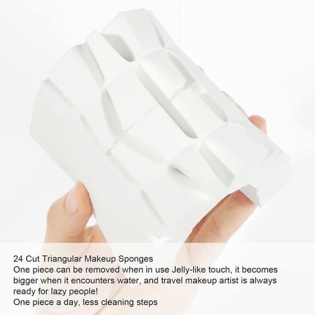 Detalle de AUAUY spugne triangolari per trucco, 48 pezzi non in lattice, accessorio monouso per fondotinta e fard (bianco)