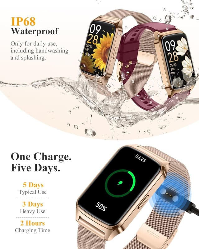 Detalle de Paybay Fitness Tracker Watch (1.57-inch HD) with IP68, step counting, sleep monitor and 110+ sports modes