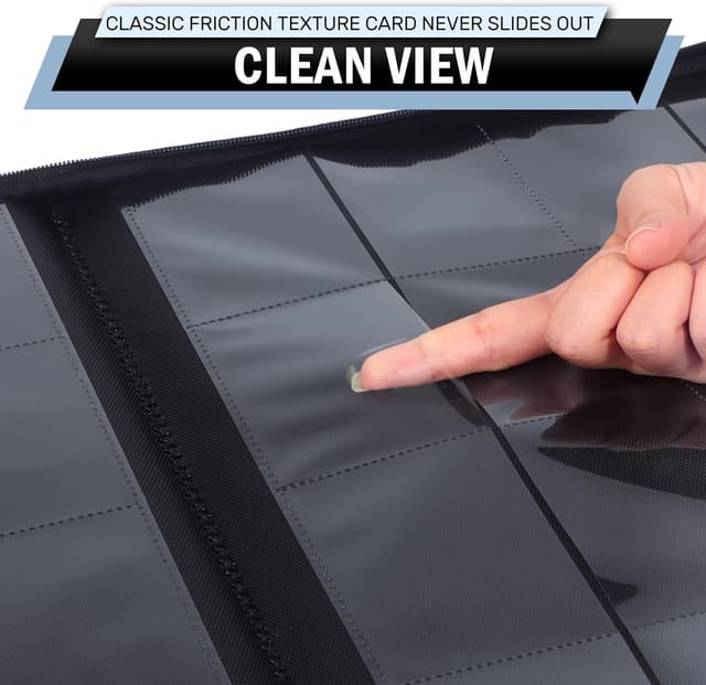 Detalle 2 de WITHYU 16 Taschen Sammelalbum für Karten (1024 Karten, Indigoblau) mit seitlichem Einschub und Reißverschluss