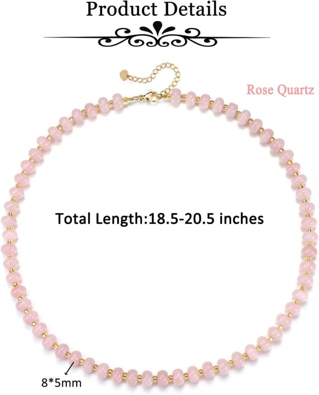 Thumbnail 5 de Crystal choker necklace 8×5mm Rose Quartz