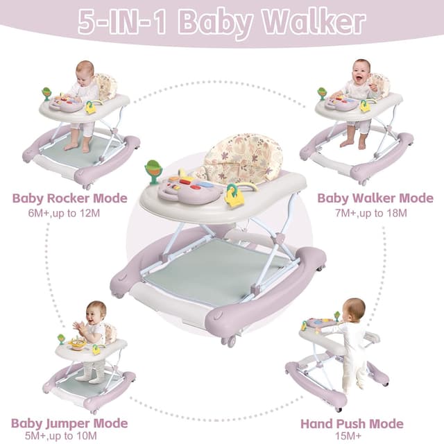 Detalle 2 de 5-in-1 Foldable Baby Walker for 6-18 Months