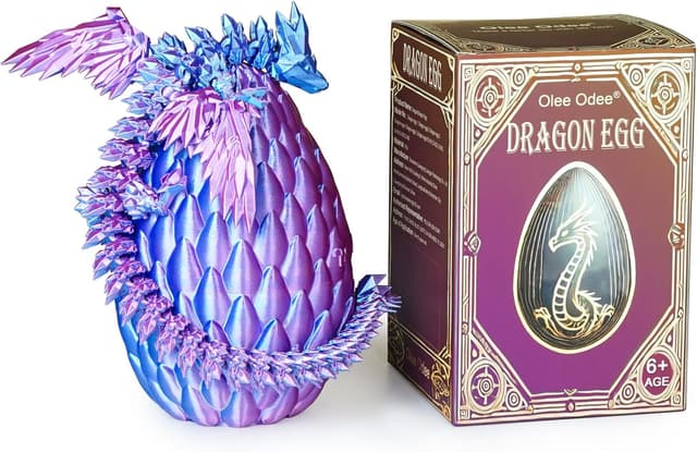 Thumbnail 6 de Olee Odee 3D-gedruckte Dracheneier mit beweglichem Drachen – Sammlerfigur/Fidget-Spielzeug L (18 cm, Blau/Rosa)