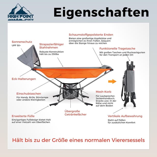 Detalle 2 de Hammock with UV canopy 250 lb load