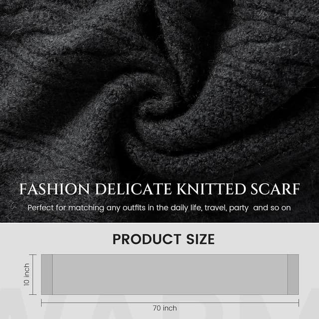 Thumbnail 2 de Tavaleu Winter Scarf for Women Cable Knit Cashmere Wool Wrap 🧣
