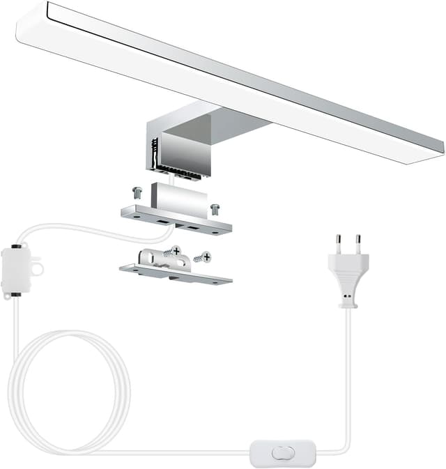 Detalle de Azhien LED Badezimmer Spiegelleuchte 5W (Neutralweiß 4000K, 500 lm) mit Stecker – 30 cm, IP44
