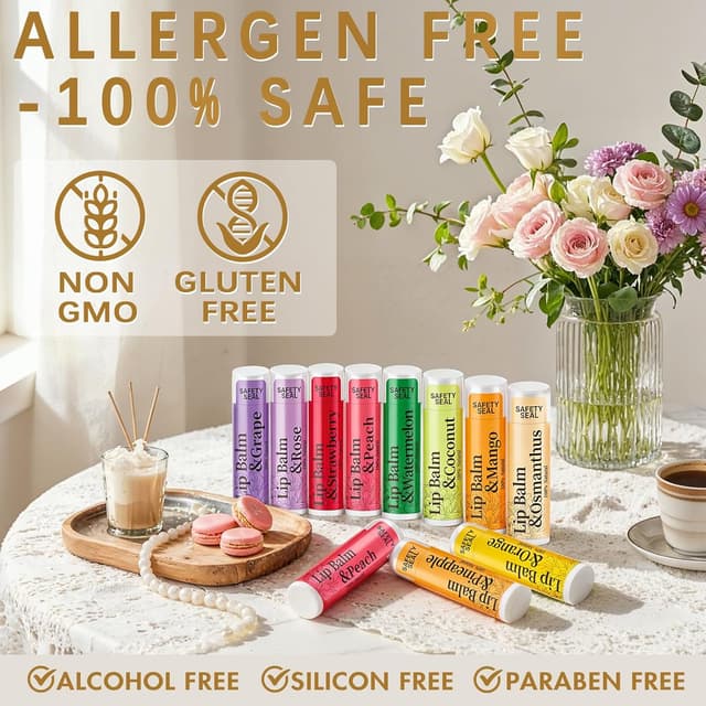 Detalle de RBUGR 126-Piece Bulk Lip Balm Set (12 Flavors) for Moisturizing, Cracked Lips