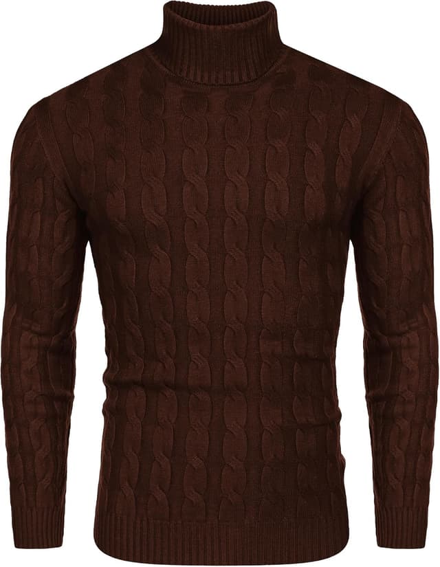 Detalle de COOFANDY maglione da uomo a collo alto a maniche lunghe in maglia fine slim basic