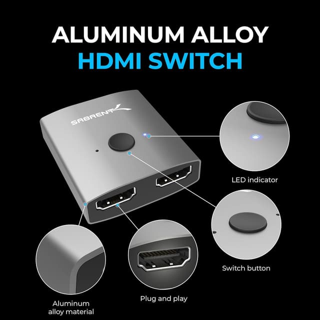 Thumbnail 6 de SABRENT HDMI Switch 2-in-1 (DA-HSW2) for 4K 60Hz, Bi-Directional aluminium selector