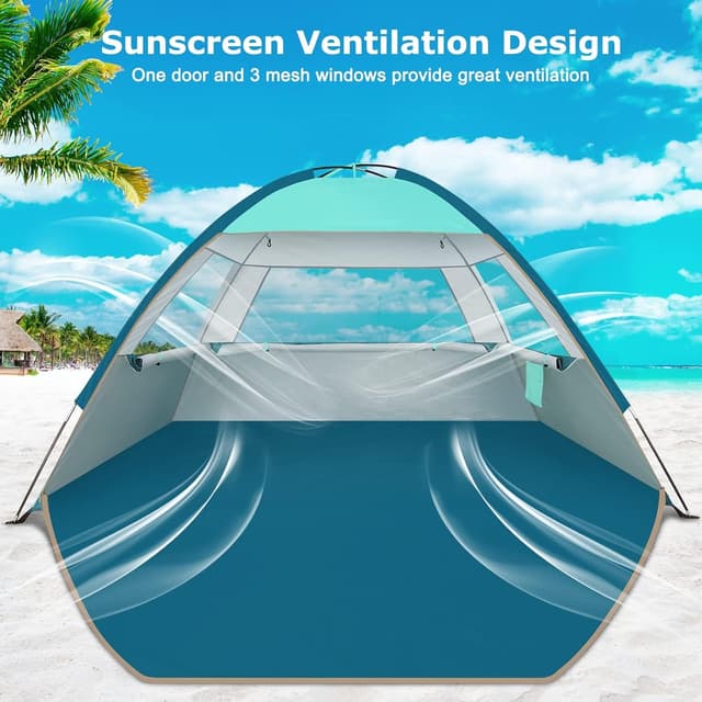 Detalle de COMMOUDS Beach Tent Sun Shade with UPF 50+ Protection (for 3/4/6/8 people)