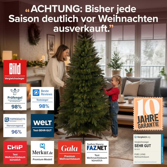 Thumbnail 1 de Premium Weihnachtsbaum künstlich 220 cm mit Holzständer