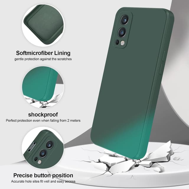 Detalle 2 de GiiYoon Hülle für OnePlus Nord 2 – Liquid-Silicone Case mit Rundumschutz (grün)