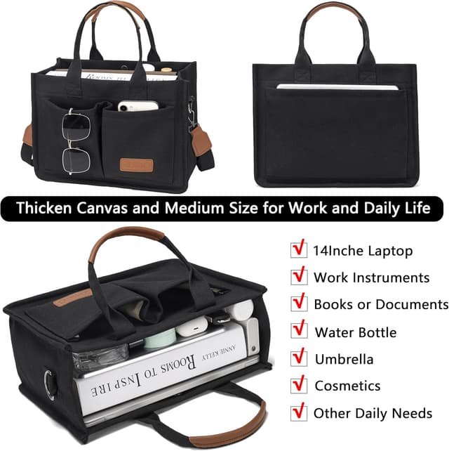 Detalle 2 de ZHMO Canvas Tote Bag Large laptop tote