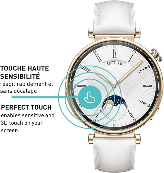 Detalle de smartect Verre Trempé 3 pièces Clear pour Huawei Watch GT 4 41 mm — protection d’écran 9H sans bulles