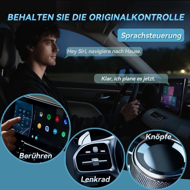 Detalle 2 de Hiloshine Wireless CarPlay Adapter & Android Auto Wireless Adapter (Plug & Play) – 2-in-1, mini, mit Auto-Reconnect für Autos ab 2016