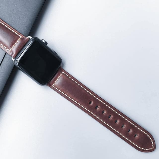 Detalle de HUAFIY Genuine Italian Leather Apple Watch band (42mm/44mm/45mm/46mm/49mm/38mm/40mm/41mm compatible)