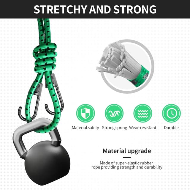 Detalle de Bungee Cords with Hooks – 12-piece heavy duty set for caravan, camping, RVs and outdoor storage