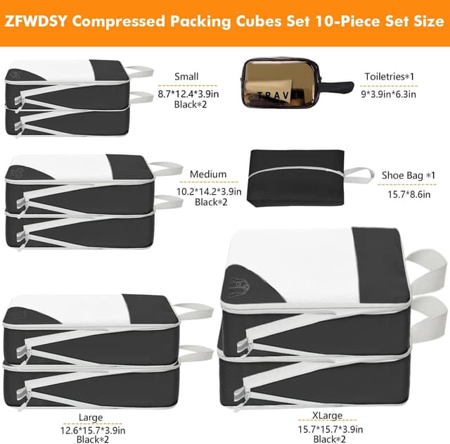 Thumbnail 1 de Juego de 10 organizadores de equipaje por compresión