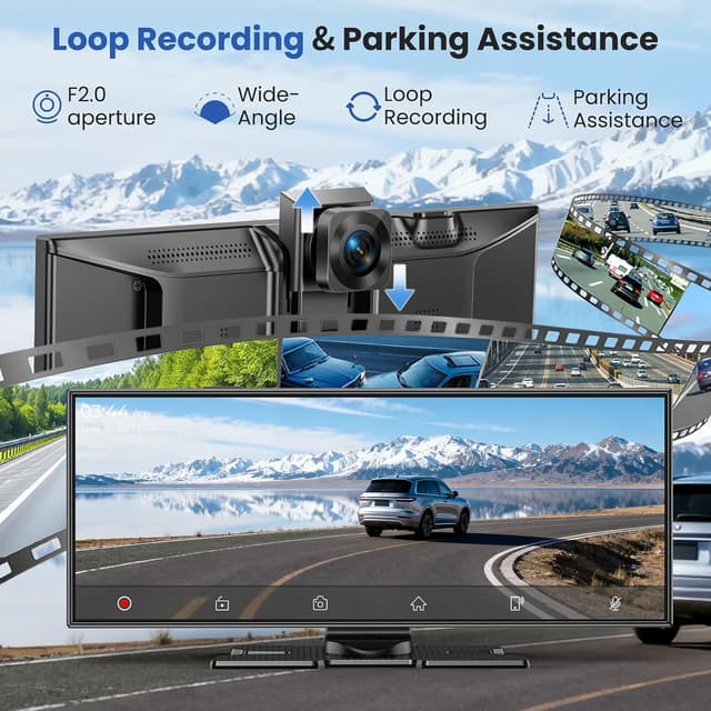 Detalle 2 de 11.5-inch Wireless CarPlay & Android Auto Car Tablet Pro Max with 4K Front and 1080P Rear Camera, Mirror Link, AUX/FM/Bluetooth, 64GB SD