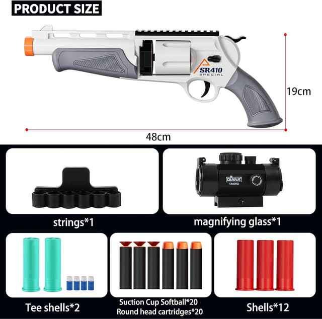 Detalle 2 de Grizzly Toy Guns for Boys Shotgun Foam Blaster (Enhanced Revolver) — Soft Bullet Blaster for Kids 8+