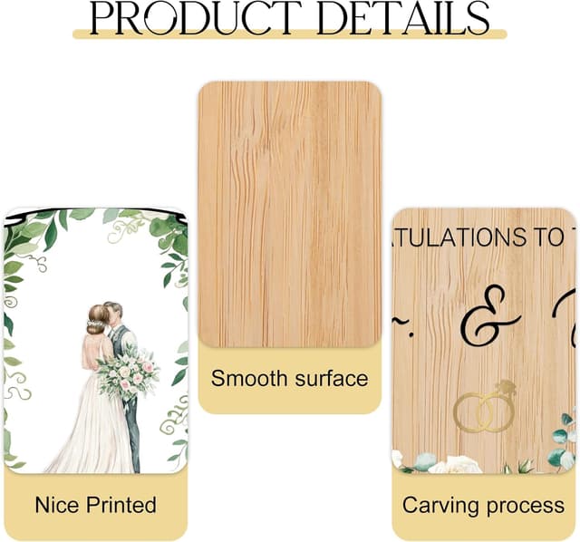 Thumbnail 2 de TheGiffter Wedding Card with Wooden Heart Plaque