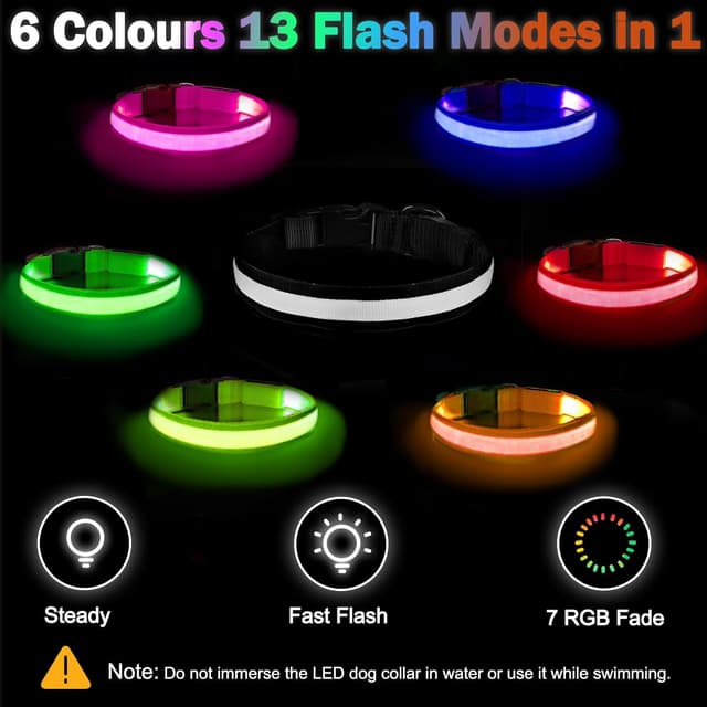 Detalle de Nepfaivy light up dog collar, 13 modes