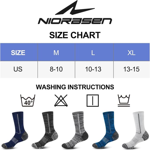 Thumbnail 6 de Niorasen Men's Cotton Crew Socks, 5 Pairs