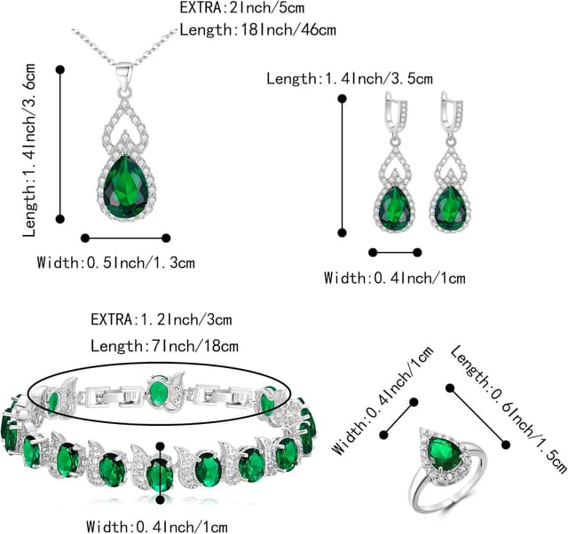 Detalle 2 de Parure bijoux de mariage Clearine en argent goutte d’eau, zirconia cubiques (4 pièces) : collier, boucles, bracelet et anneau réglable