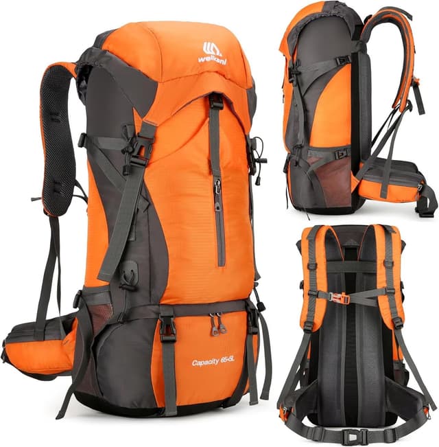 Detalle de Ezmina 70L Hiking Backpack with Rain Cover – Lightweight trekking rucksack for large day trips