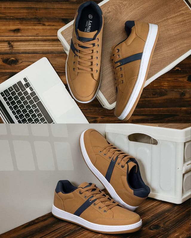 Detalle 2 de LANGDU Baskets homme sneakers casual en toile perforée respirante (41 à 46)