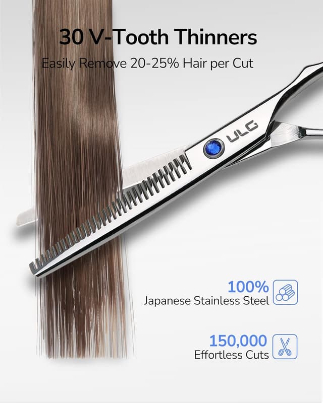 Thumbnail 6 de ULG Haarschneideschere & Ausdünnungsschere-Set (Rechtshänder, 16,5 cm) aus japanischem Edelstahl – silber