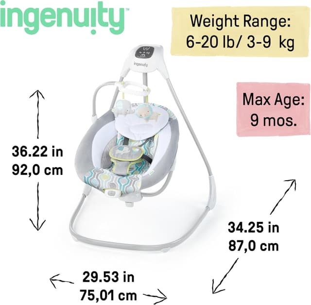 Thumbnail 4 de Ingenuity Everston Babyschaukel bis 9 kg 👶