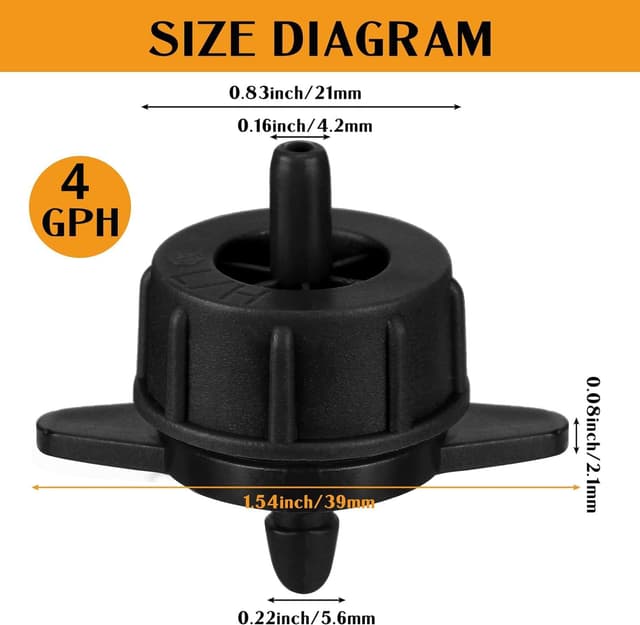 Detalle de Set di 100 gocciolatori autocompensanti per microirrigazione da 4 l/ora (irrigazione smontabile, pizzicati)