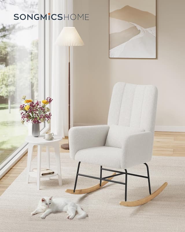 Thumbnail 1 de SONGMICS HOME Silla Mecedora blanca crema 160 kg