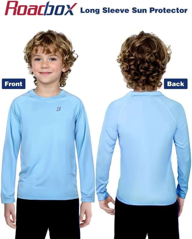 Detalle de Roadbox Boys Rash Guard Swim Shirt (UPF 50+), Long Sleeve Kids UV Swim Top