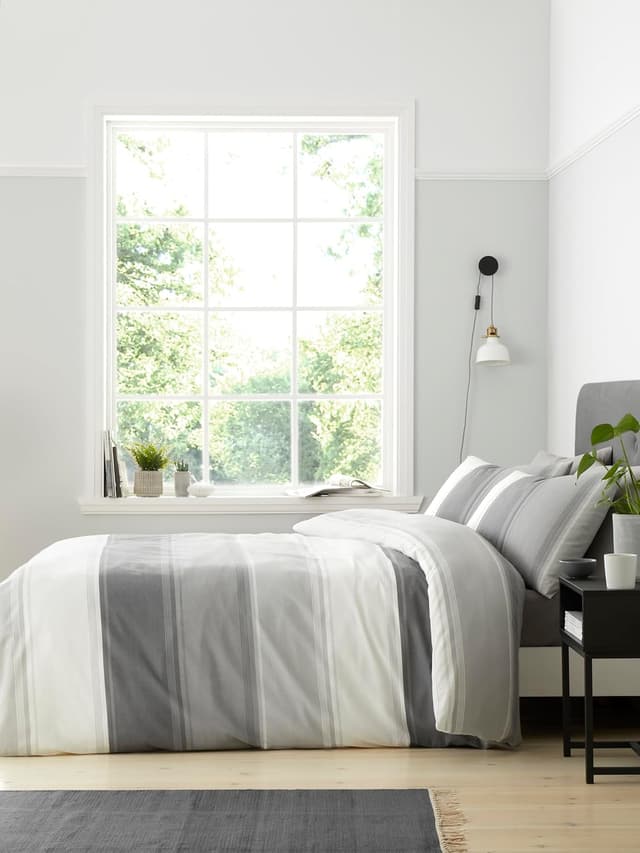 Detalle 2 de Betley Classic Wide Stripe copripiumino doppio, grigio