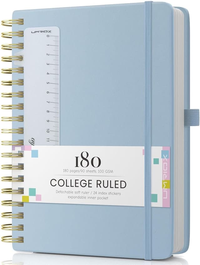 Detalle de Umriox B5 Spiral Notebook (Blue) – 180-page hardback with 100gsm college-ruled paper